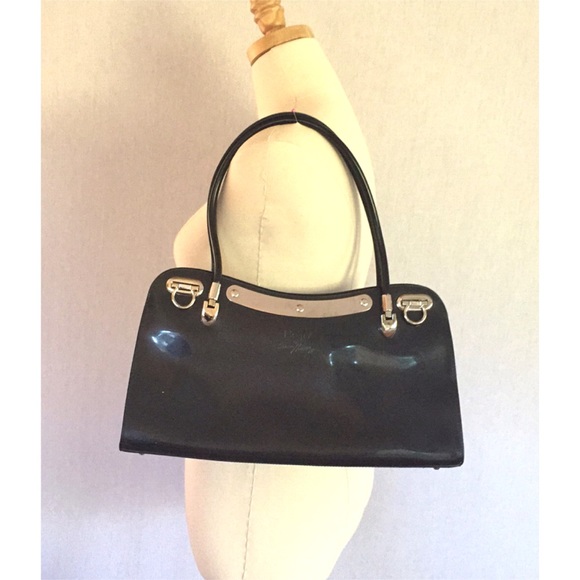 Beijo Handbags - Beijo pearlescent black double handle shoulder bag